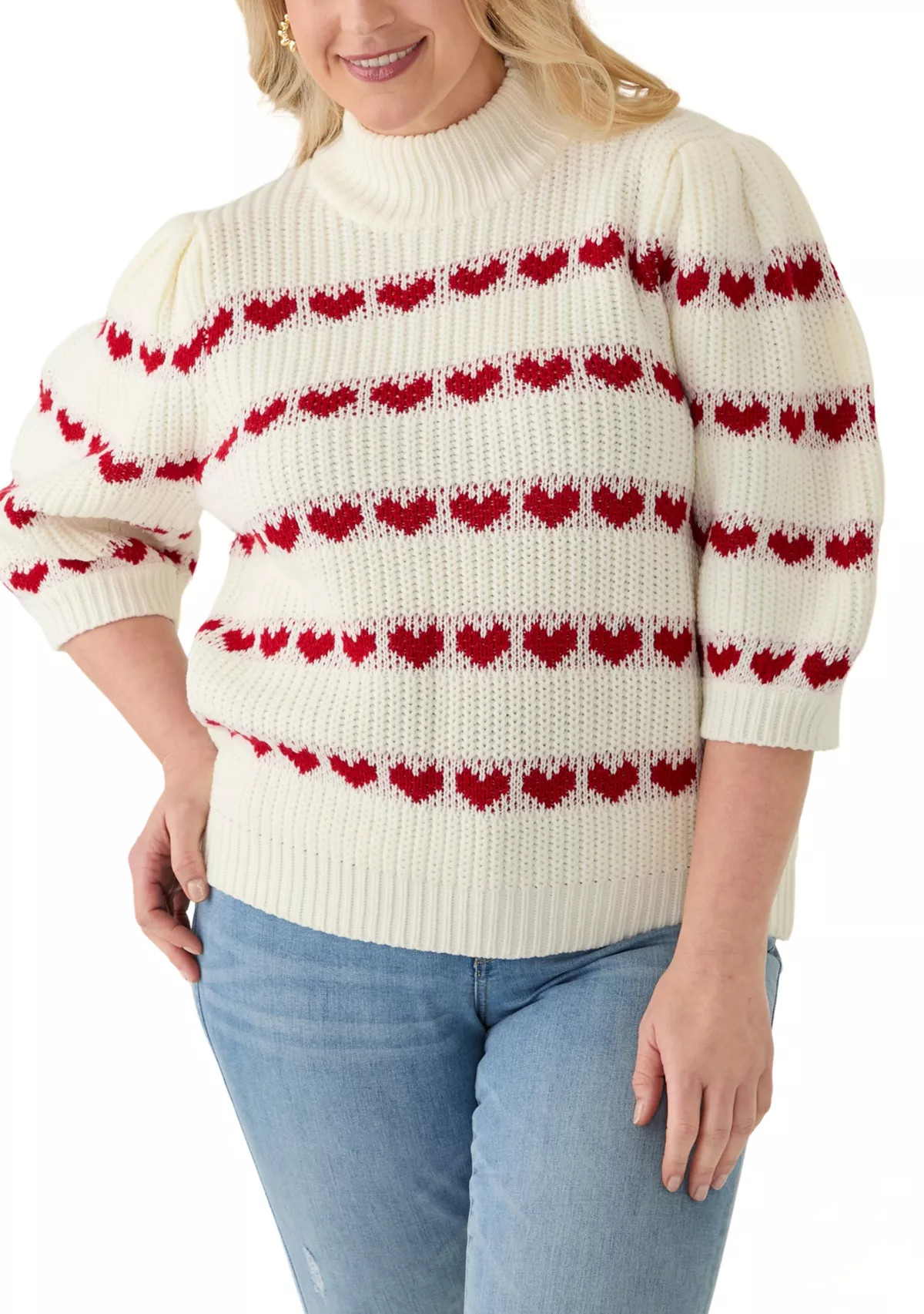 ENGLISH FACTORYPlus Size Heart Stripe Detail Sweater | Belk