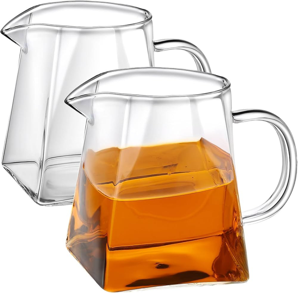 Leinuosen 2 Pcs Glass Pitcher Elegant Shaped Glass Creamer Pitcher Glass Tea Pitcher Coffee Milk ... | Amazon (US)