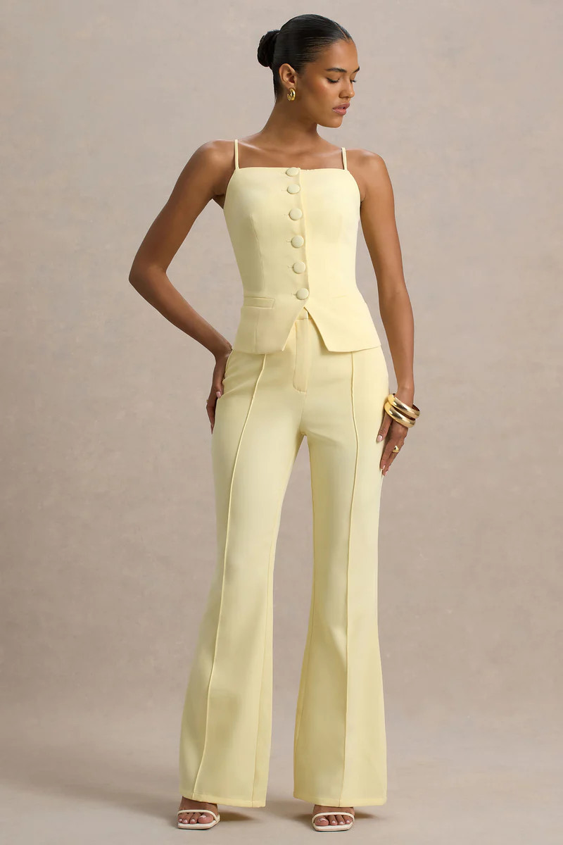 Jada | Lemon Tailored Flared-Leg Trousers | Club L London