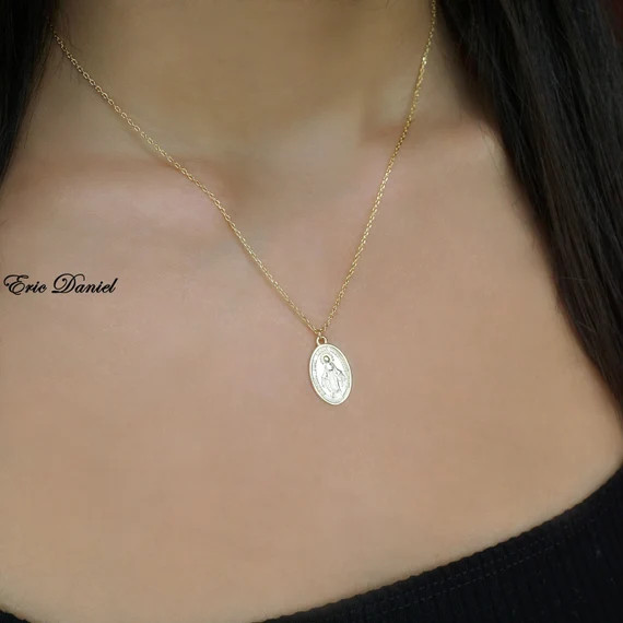 10K 14K 18K Solid Gold Virgin Mary Necklace  Available in | Etsy | Etsy (US)