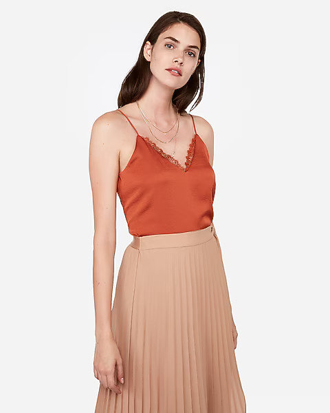 lace neck downtown cami | Express