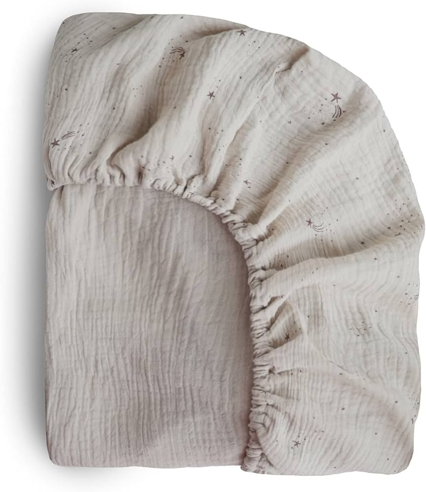 mushie Extra Soft Muslin Fitted Crib Sheet | 28"x 52" (Falling Stars) | Amazon (US)