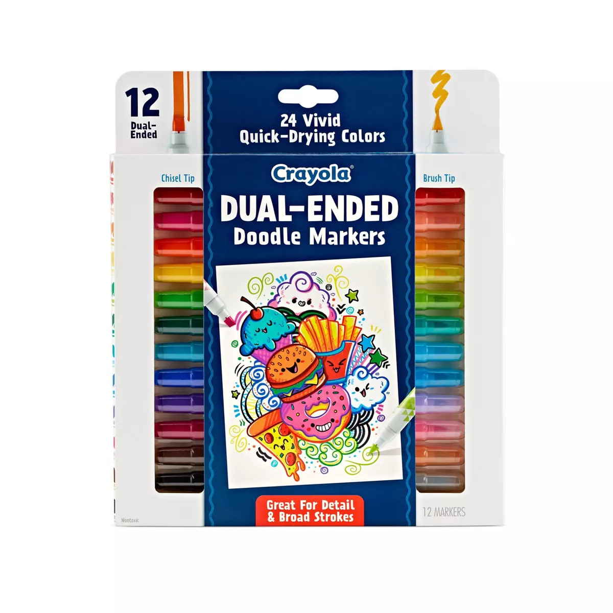 Crayola 12pk Doodle & Draw Dual Ended Doodle Markers: Artist Broad Point, Multicolored, Choking H... | Target