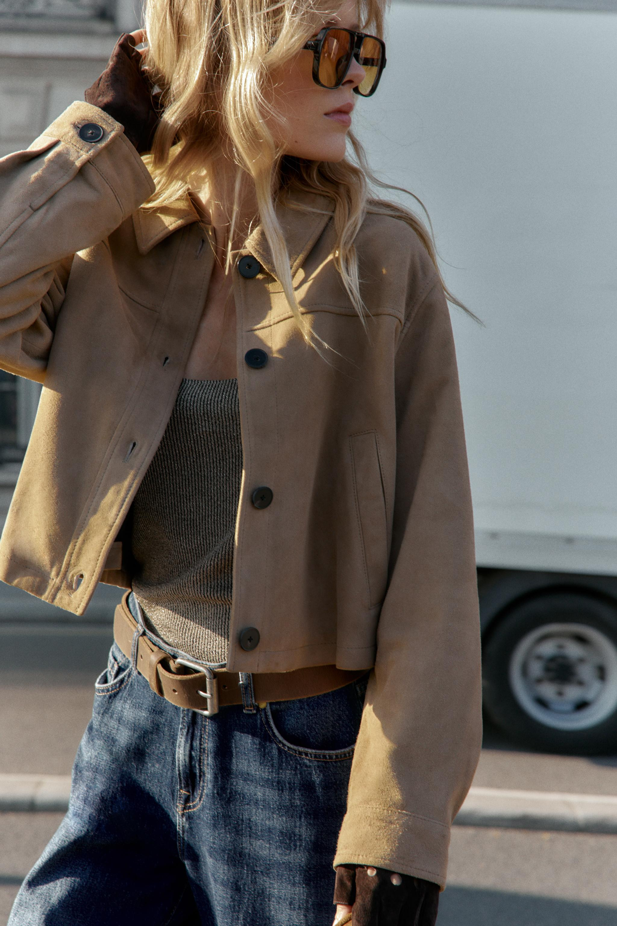 JACKE AUS 100 % LEDER MIT HEMDKRAGEN | Zara DE