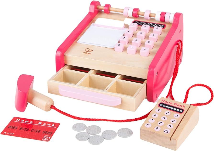 Hape Checkout Wooden Register Pretend & Play Role Play Set with Accessories | Amazon (US)