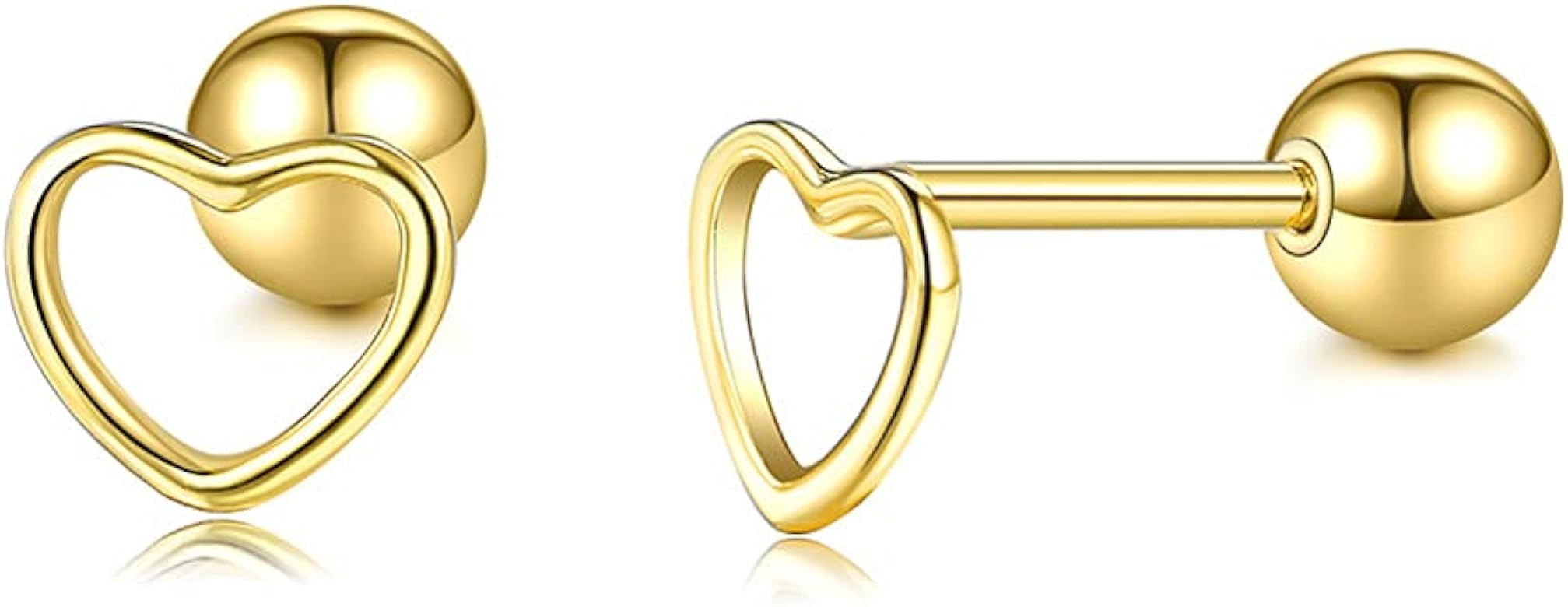 Minimalist Hollow Heart Shape Tiny Stud Earrings Sterling Silver Gold Plated Cartilage Tragus Scr... | Amazon (US)
