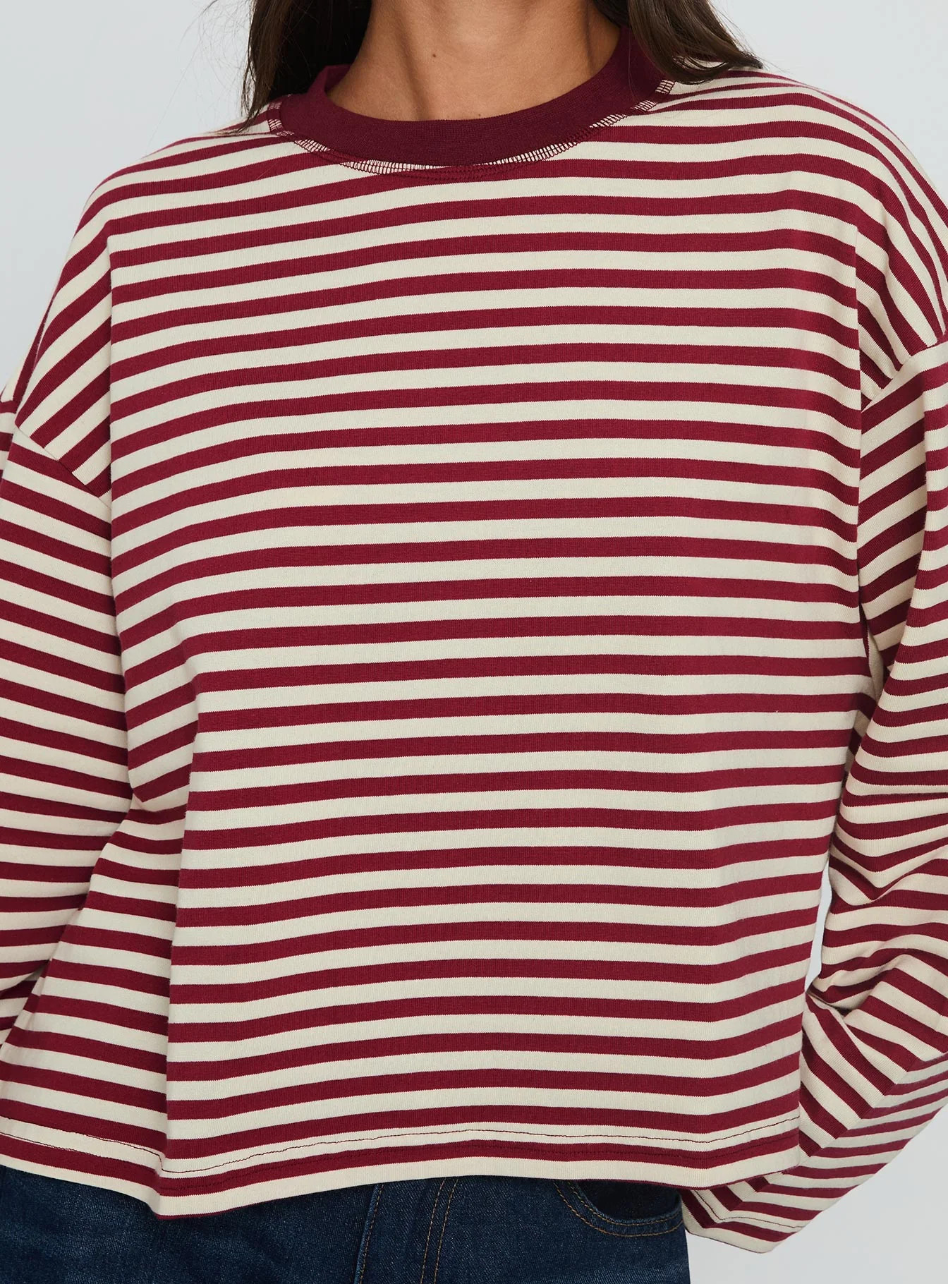Bloom Long Sleeve Top Wine Stripe | Princess Polly US