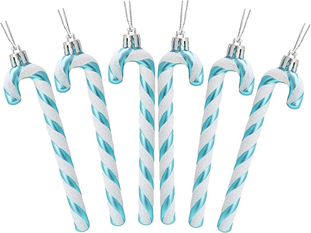 Christmas Concepts® Pack of 6-13cm Glitter Candy Cane Christmas Tree Decorations/Ornaments (Turq... | Amazon (US)