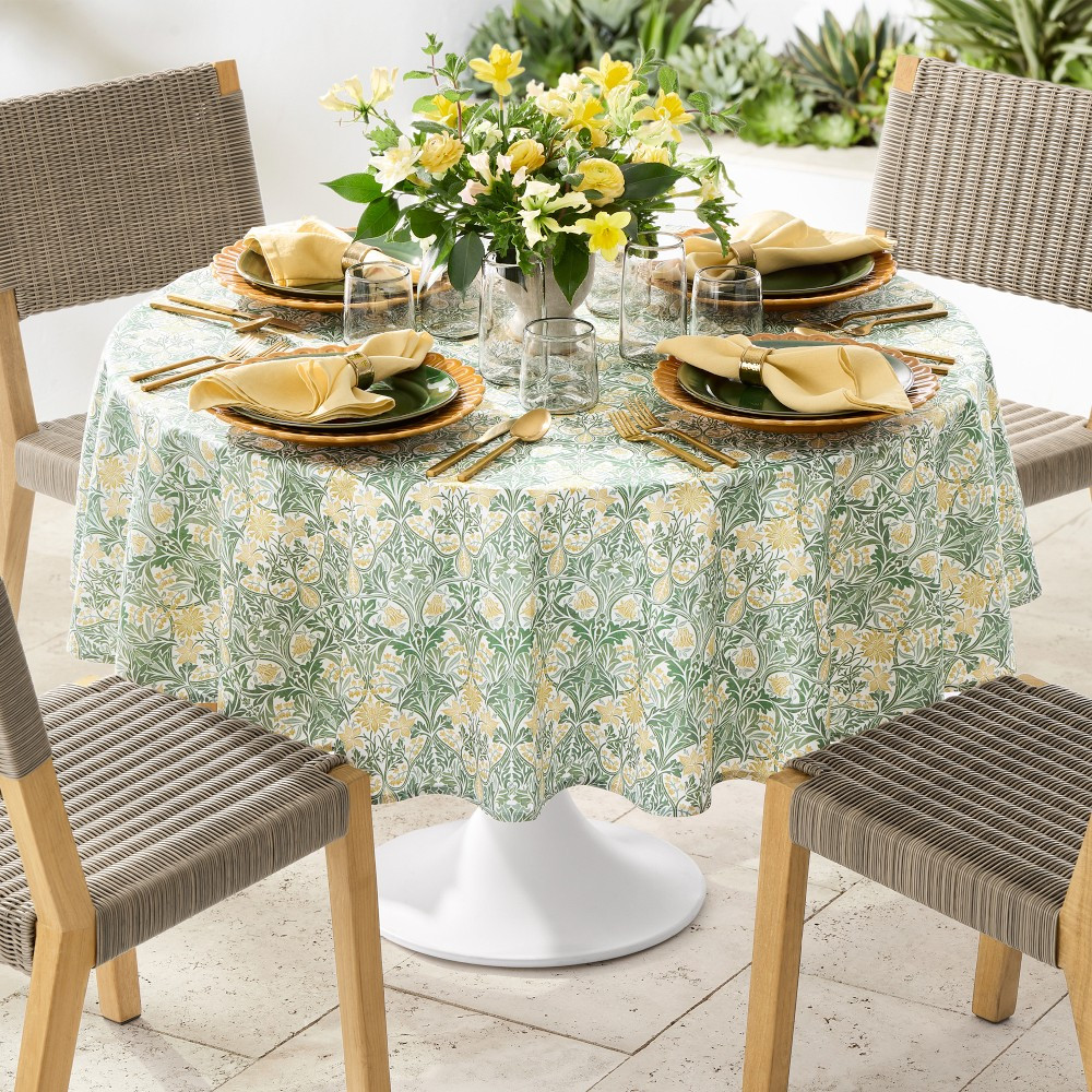 Morris &amp; Co. x Williams Sonoma Bluebell Outdoor Round Tablecloth | Williams-Sonoma