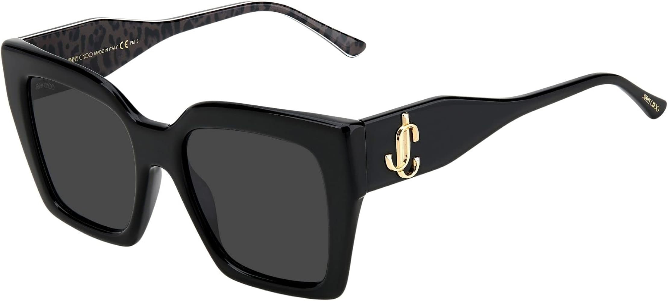 JIMMY CHOO Square Sunglasses Eleni/G 1EIIR Black/Tiger 53mm | Amazon (US)