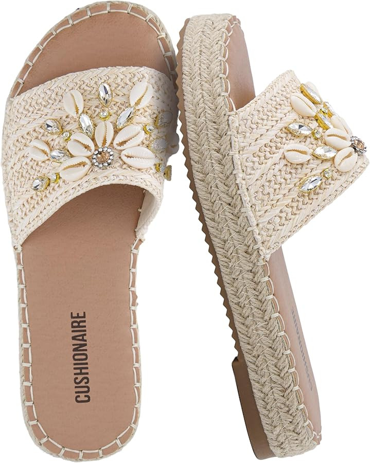 CUSHIONAIRE Playa Espadrille Platform Sandals for Women, Decorative Shell Embellishment and Boho ... | Amazon (US)
