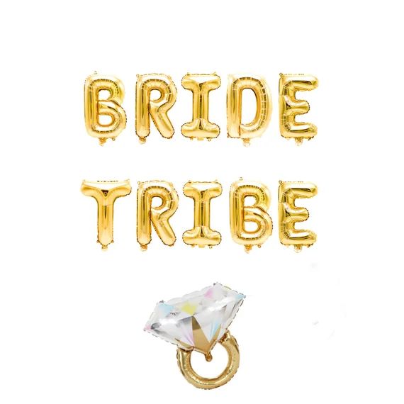 Gold "Bride Tribe" Balloon Banner - 16" Letter Balloons - Gold - Bridal Shower, Bachelorette Bash... | Etsy (US)