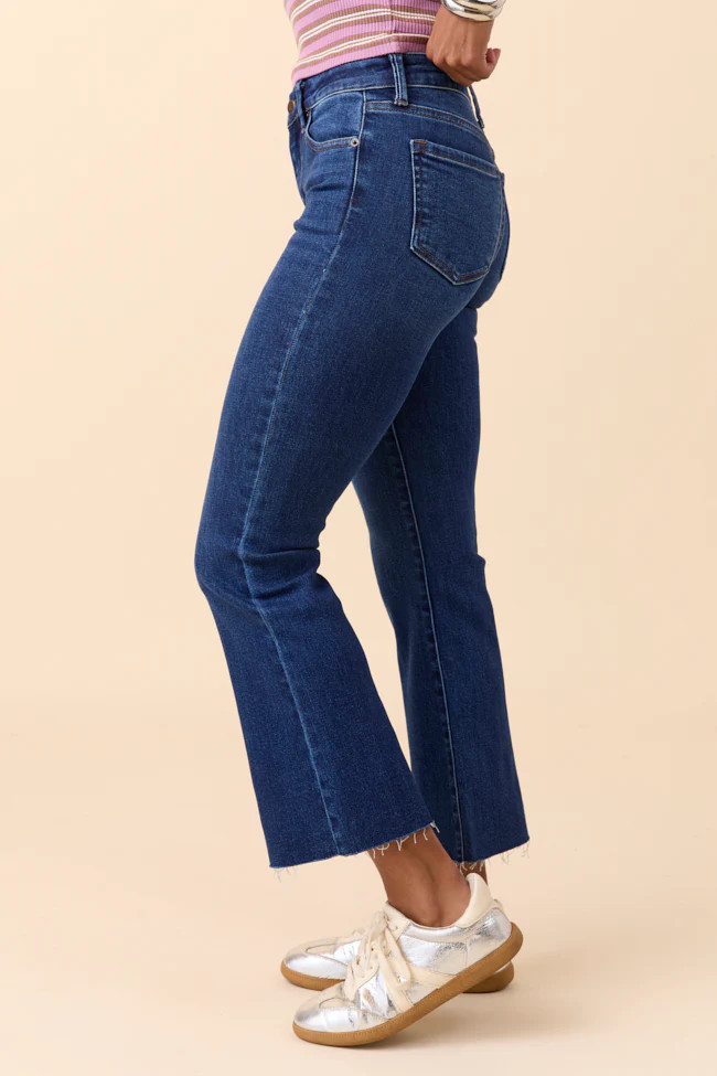 Michaela Dark Wash Crop Flare Jeans SALE | Pink Lily