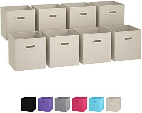 Royexe Storage Bins - Set of 8 - Storage Cubes | Foldable Fabric Cube Baskets Features Dual Plast... | Amazon (US)