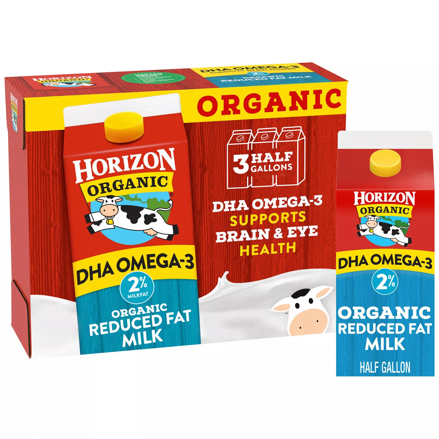 Horizon Organic 2% Reduced Fat Milk with DHA Omega-3 (3 cartons) | Sam's Club