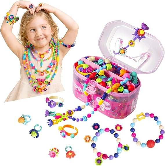 BIRANCO. Pop Beads, Jewelry Making Kit - Arts and Crafts for Girls 3-7 Years Old, Snap Beads Toys... | Amazon (US)