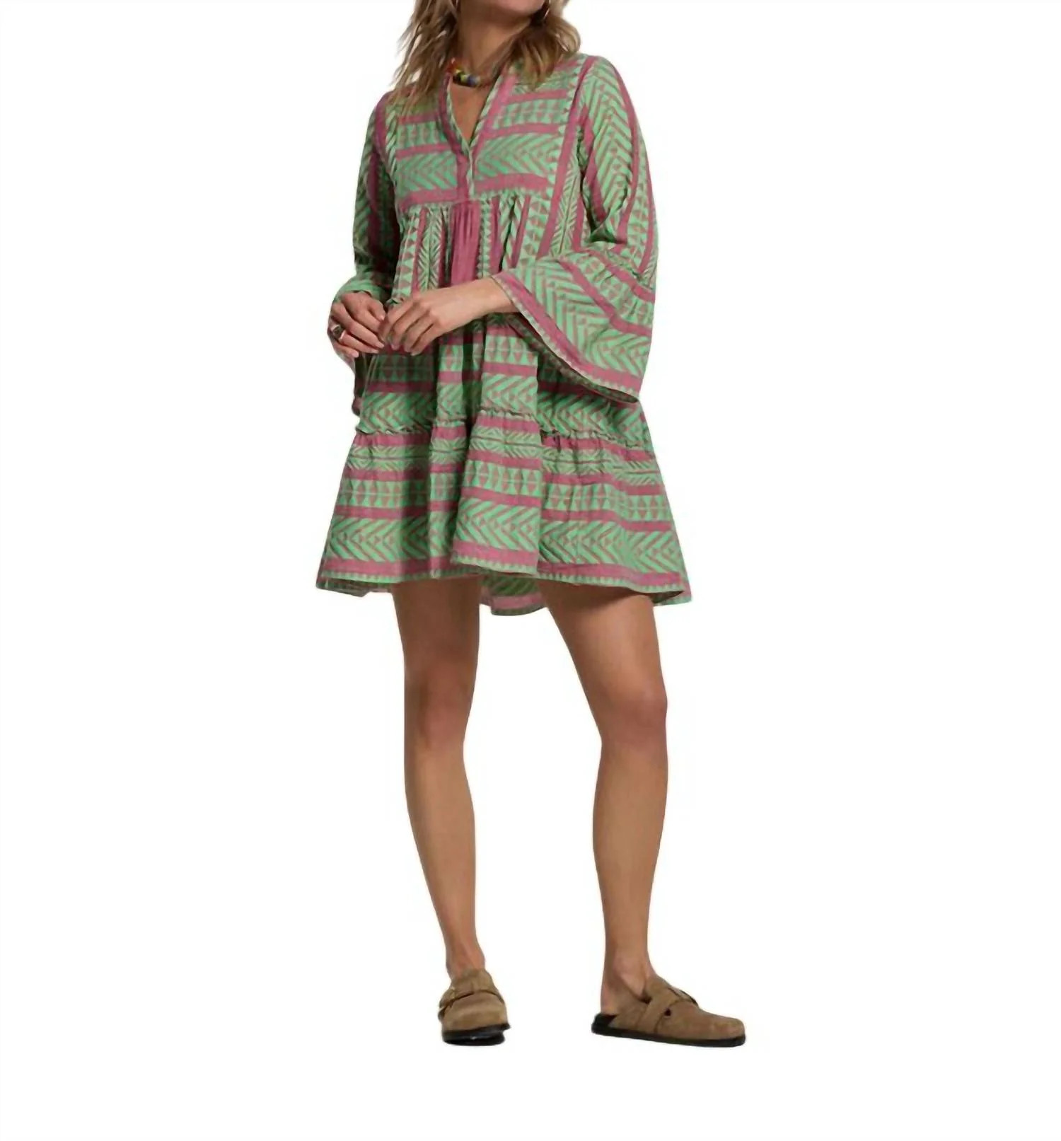 Ella Mini Dress In Green/fushia | Shop Simon