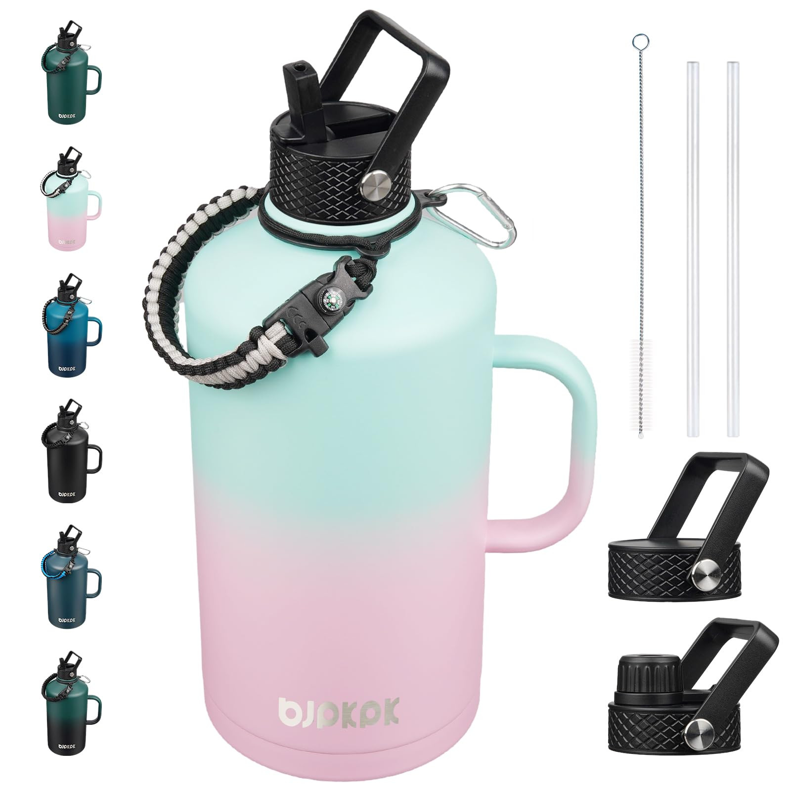 BJPKPK 1 Gallon Water Bottle Insulated with Straw Lid, 50oz, 64oz, 87oz, 128oz Large, Stainless S... | Amazon (US)