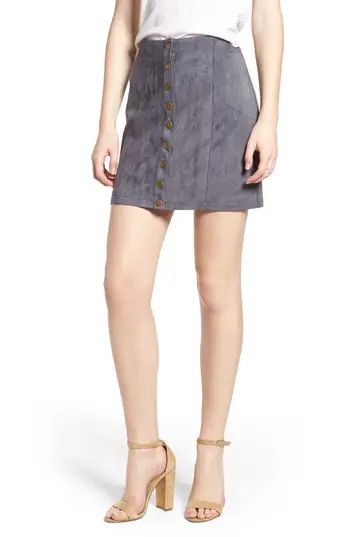 Women's Bishop + Young Front Snap Faux Suede Miniskirt, Size X-Small - Blue | Nordstrom