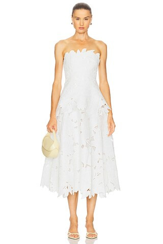 SIMKHAI Audrey Midi Dress in White from Revolve.com | Revolve Clothing (Global)