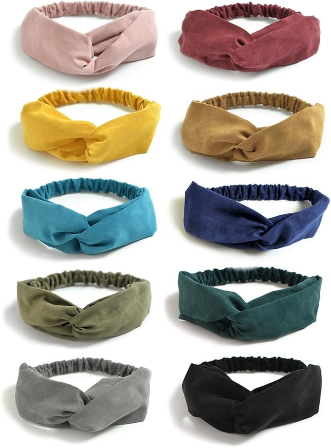 DRESHOW 10 Pack Boho Headbands for Women Vintage Cross Elastic Head Wrap Hair Accessories | Amazon (US)