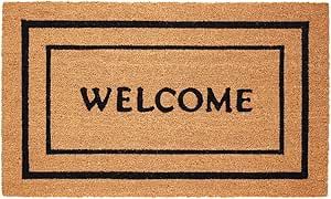 KANKUN Coco Coir Door Mat with Heavy Duty Backing, Welcome Doormat(17" x 30") for Entrance, Easy ... | Amazon (US)