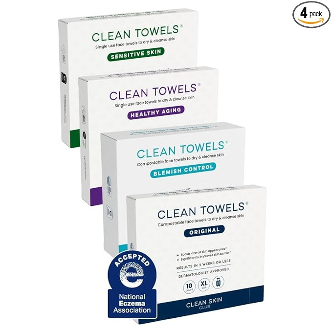 Clean Skin Club Clean Towels® XL Variety 4-Pack Travel Set, Disposable Face Towels, Includes Ori... | Amazon (US)