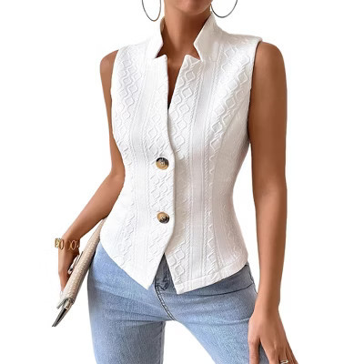 Coolmee Vest Tops for Women V-Neck Sleeveless Button Down Tank Top Business Casual Outfits White XXL | Target