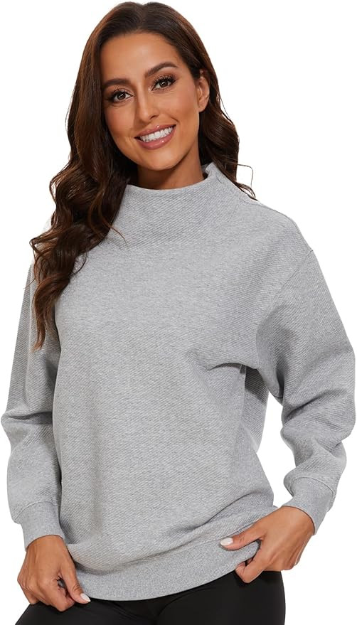 Oversized Sweatshirt for Women Long Sleeve Turtleneck Pullover Lightweight Crewneck Tops Ladies S... | Amazon (US)