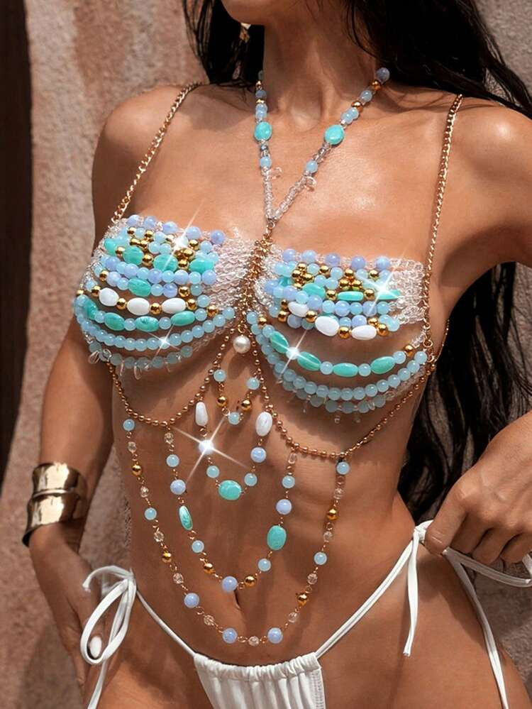 Swim SXY Colorful Beaded Cover-Up, Sexy & Fashionable Design For Music Festivals, Bohemian Style ... | SHEIN