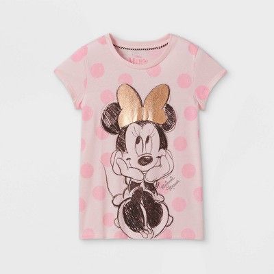 Girls' Minnie Mouse Cap Sleeve Graphic T-Shirt - Light Pink | Target