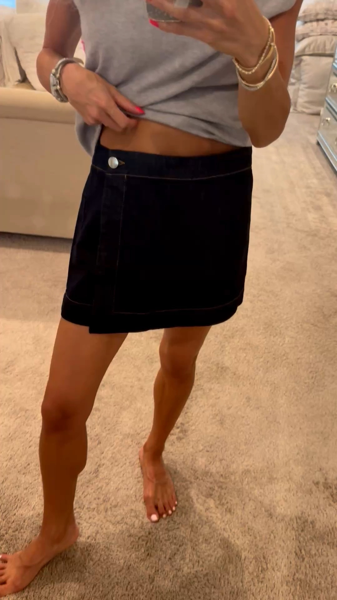 Trending denim skirt wearing size 23 also comes in white

#LTKPetite #LTKSeasonal