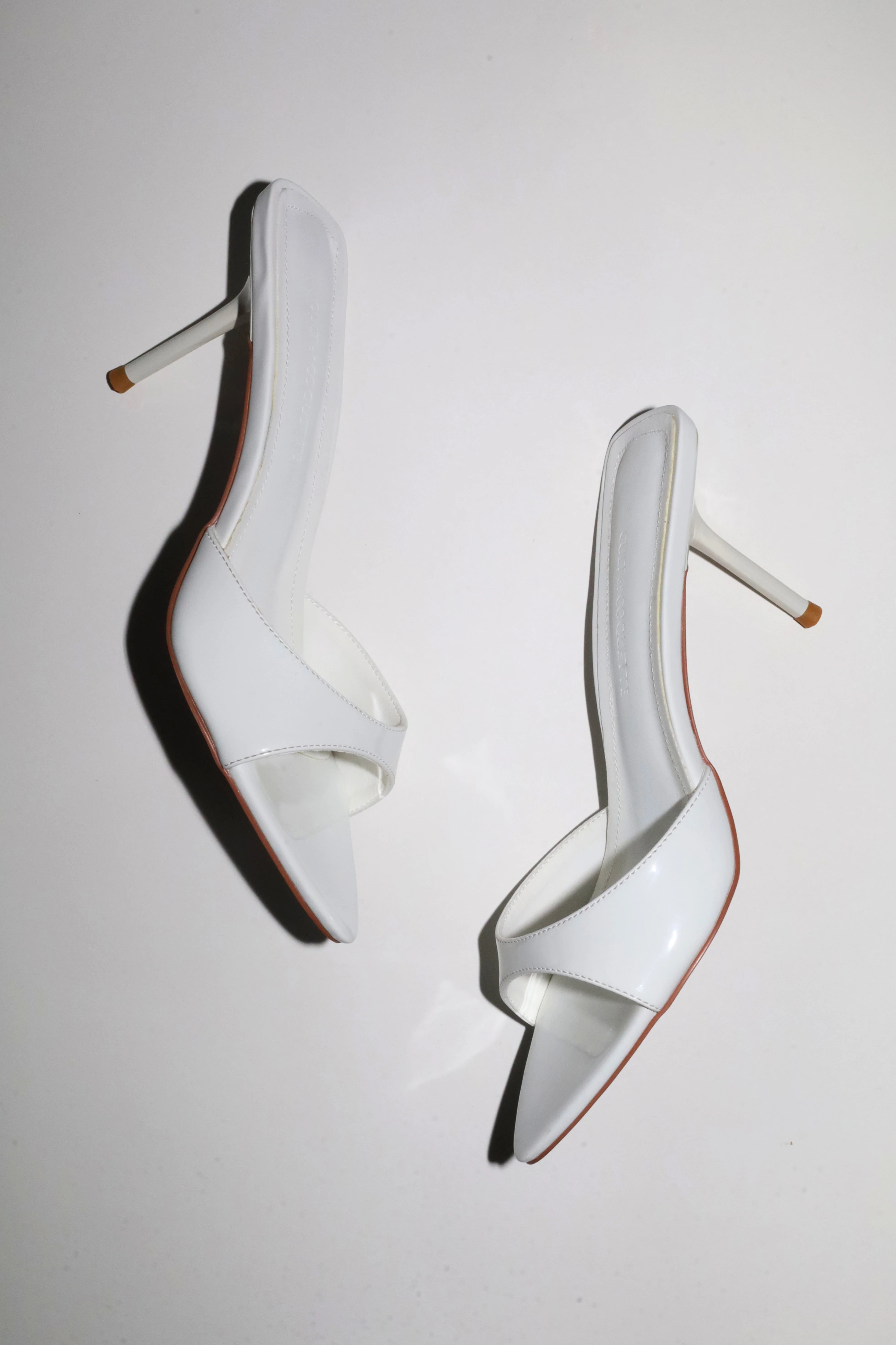 Zena White Patent Vegan Mules 80 mm | CULT OF COQUETTE