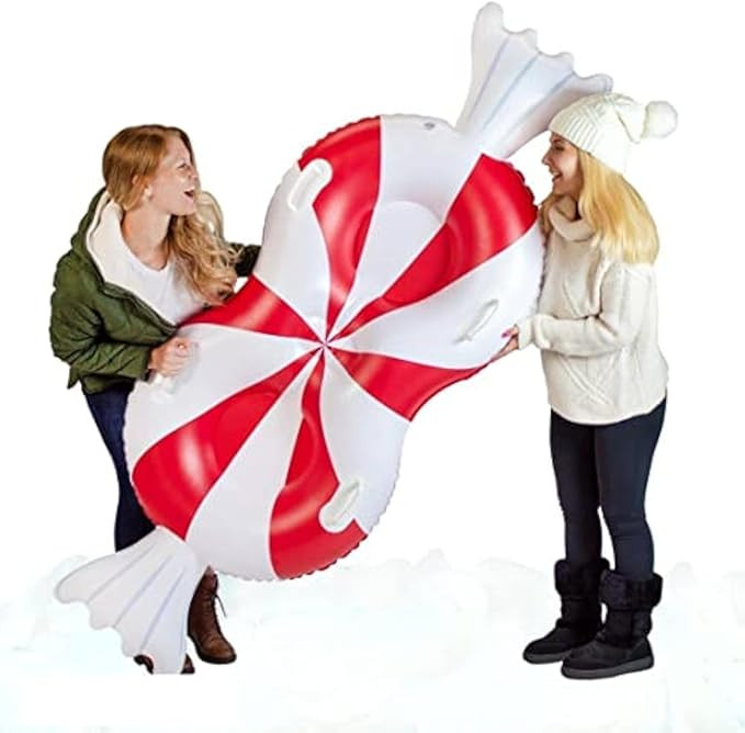 Winter Sledding Jumbo Inflatable Peppermint Snow Sled for 2 Person. 77 inch Wide SnowCandy Sled w... | Amazon (US)