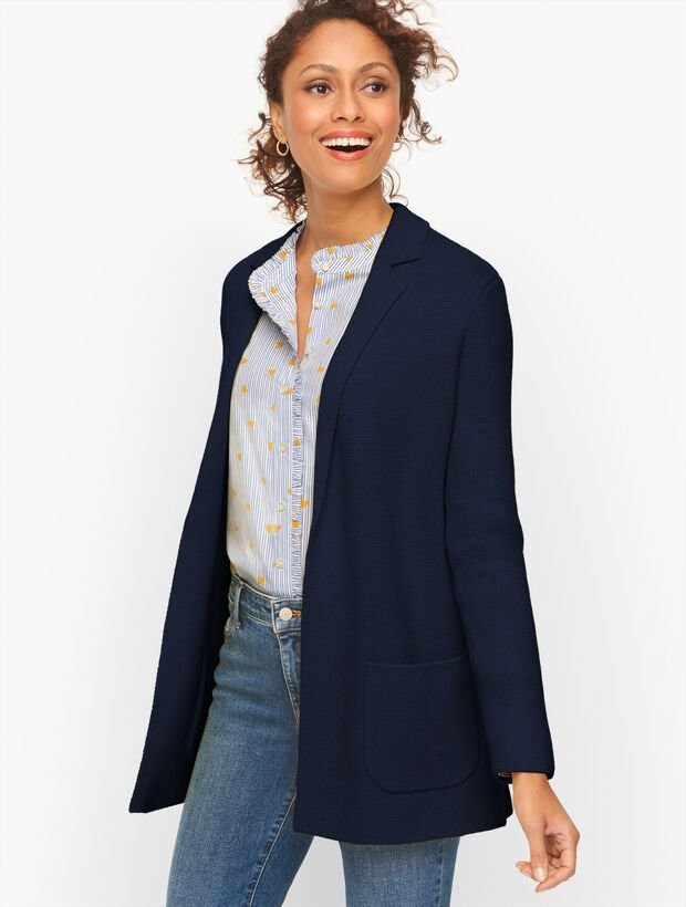 Notch Collar Sweater Blazer | Talbots