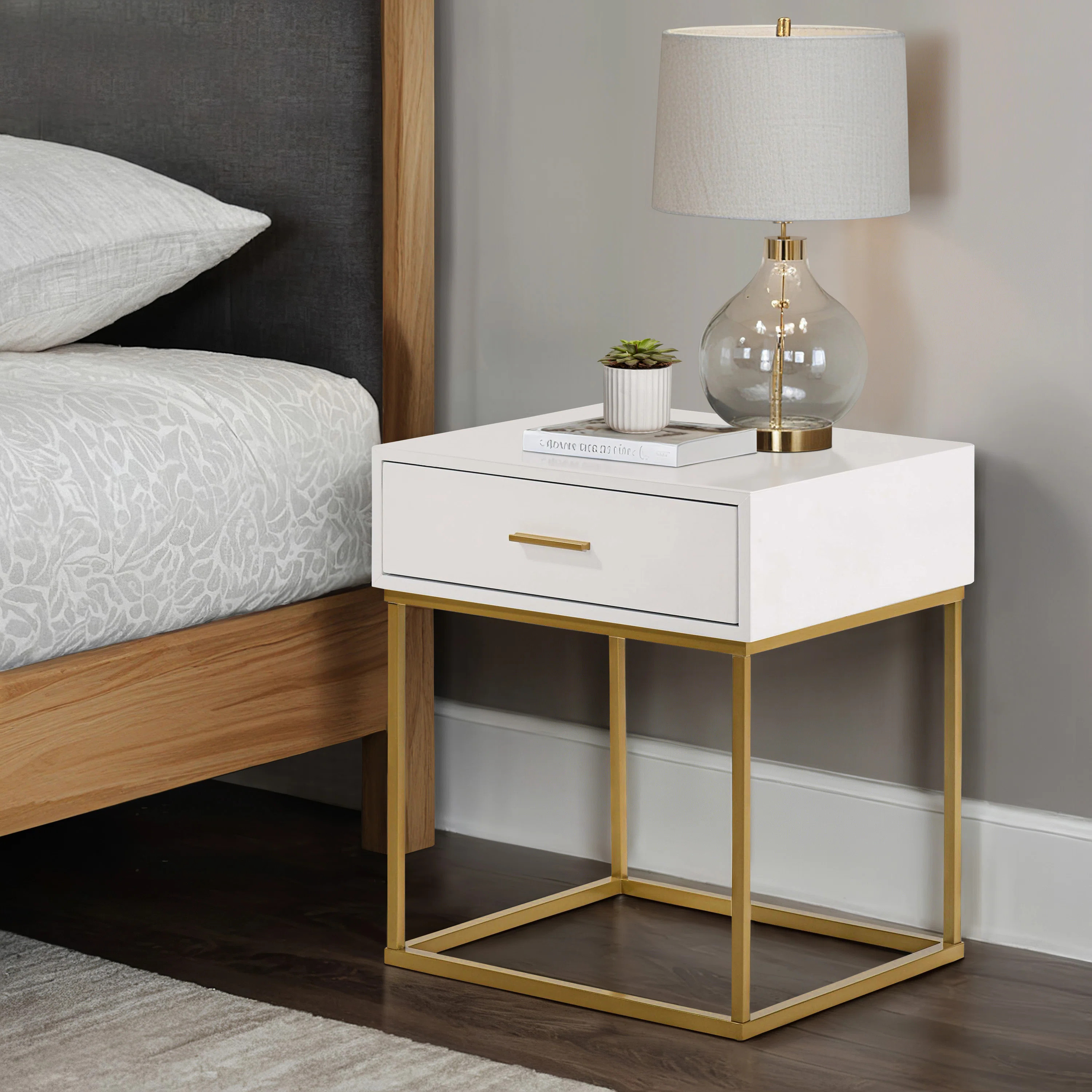 LuXeo Catalina One Drawer Nightstand with Mustard Gold Legs & Reviews | Wayfair | Wayfair North America