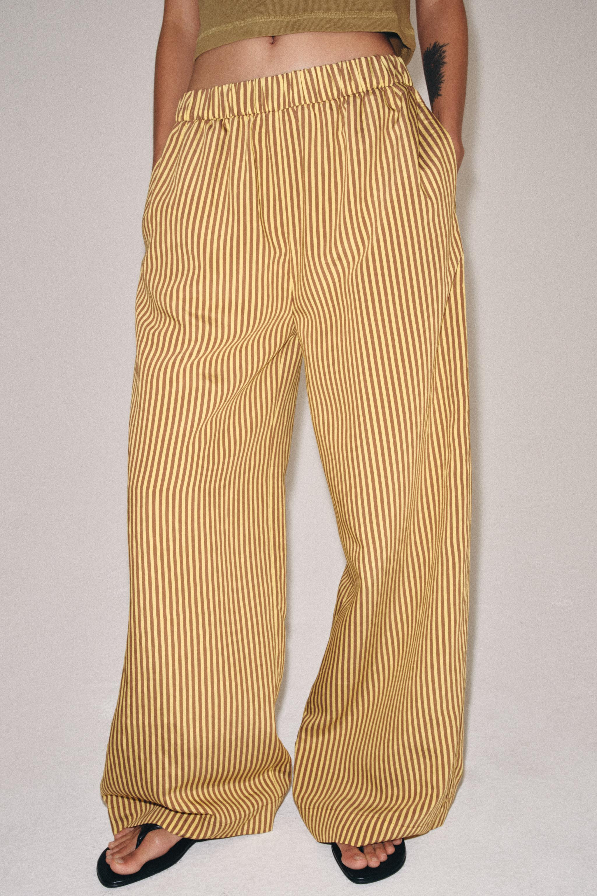 ZW COLLECTION STRIPED WIDE-LEG TROUSERS | Zara UK