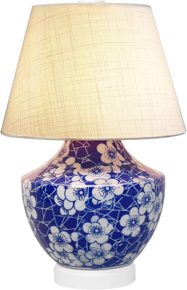 Blue and White Ceramic Table Lamp – Rechargeable Vintage Bedroom Lamp, Ambient Lighting, No Ins... | Amazon (US)