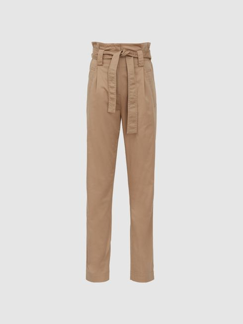 High Waist Paper Bag Trousers | Reiss US