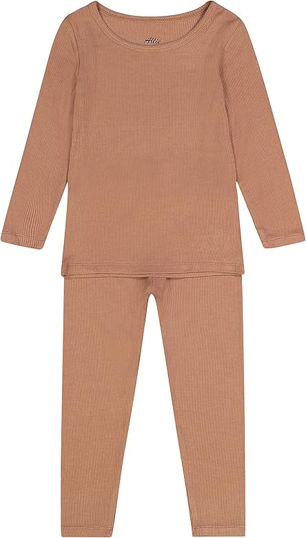Allie & Oliver Toddler Ribbed Long Sleeve Kids Pajamas Set | Amazon (US)