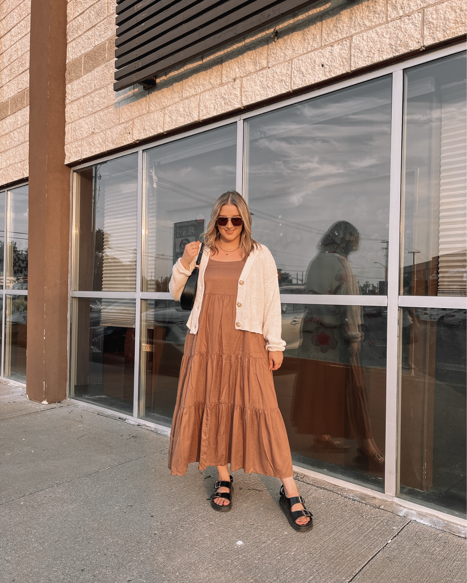 Fall transition outfit • My Amazon maxi dress has pockets and is normal bra friendly! Wearing my usual size L. Linked similar neutral cardigan 


#LTKautumn #LTKstyletip #LTKmidsize