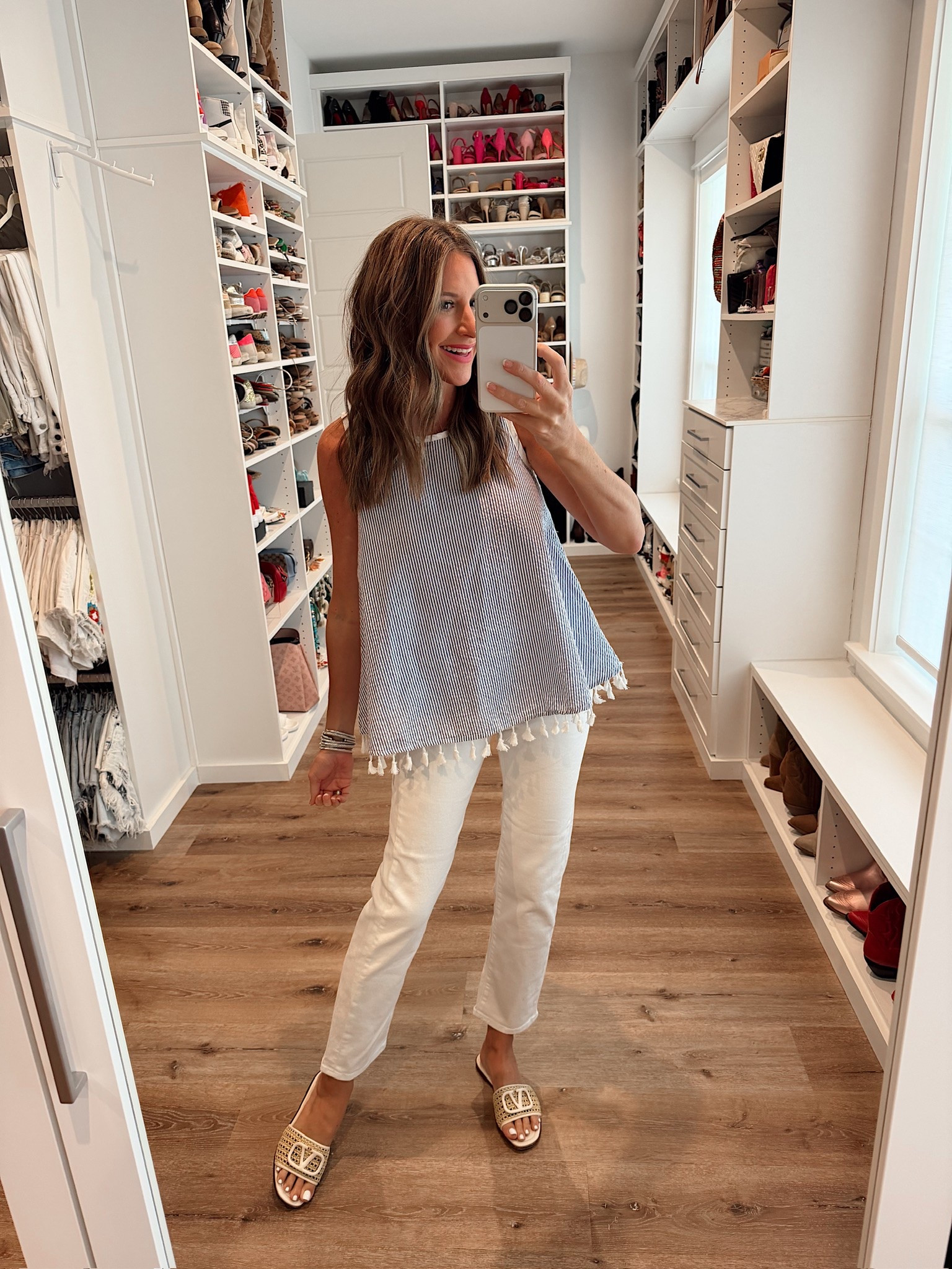 In a small top, size 27 jeans, sandals and accessories - fits tts.

#LTKootd #LTKgrwm #LTKSeasonal