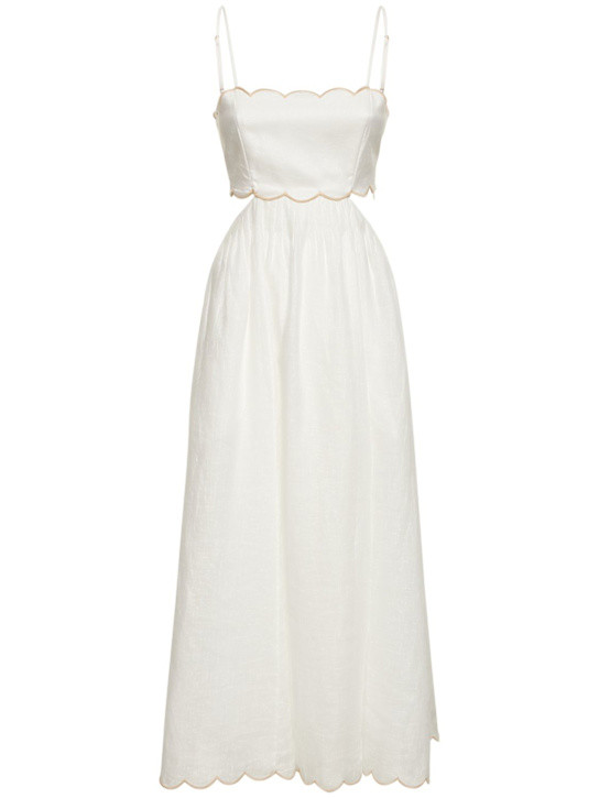 Devi scalloped linen midi dress | Luisaviaroma