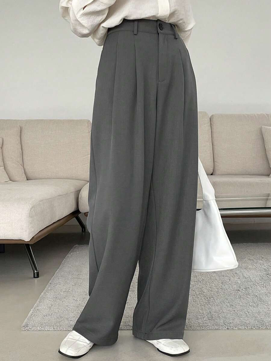 DAZY Business Casual Solid Color Loose Fitting Pants For Commuting,Women Dress Pants | SHEIN