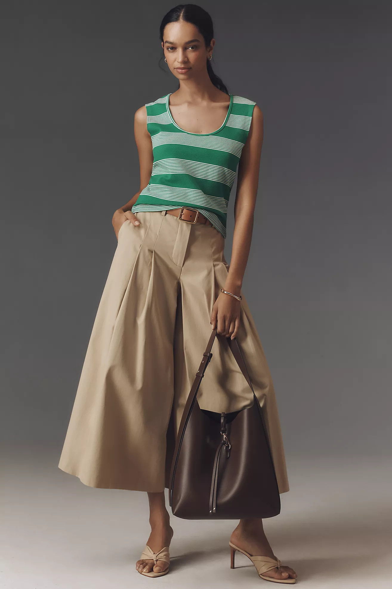 Bishop + Young Pique Striped Crew-Neck Sleeveless Top | Anthropologie (US)