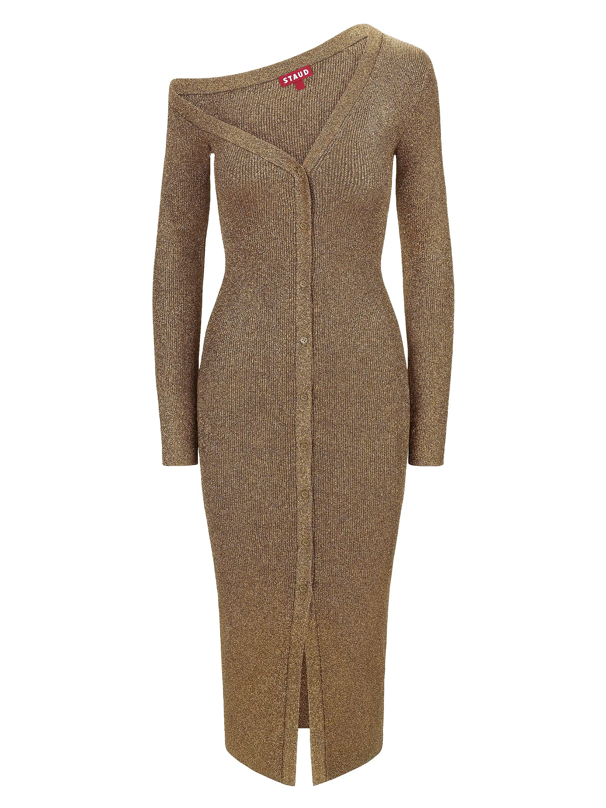 Craftsman Metallic Rib-Knit Asymmetric Sweaterdress | Saks Fifth Avenue