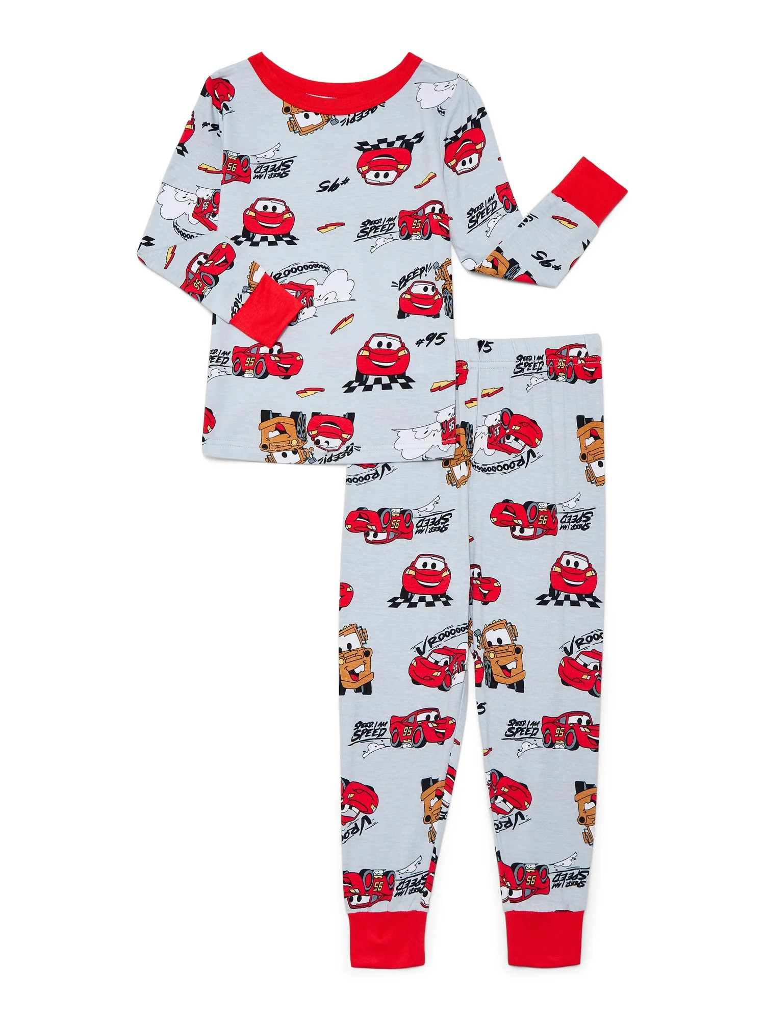 Disney Cars Toddler Boys Long Sleeve Top and Pants Sleepwear Set, 2-Piece, Sizes 12M-5T | Walmart (US)
