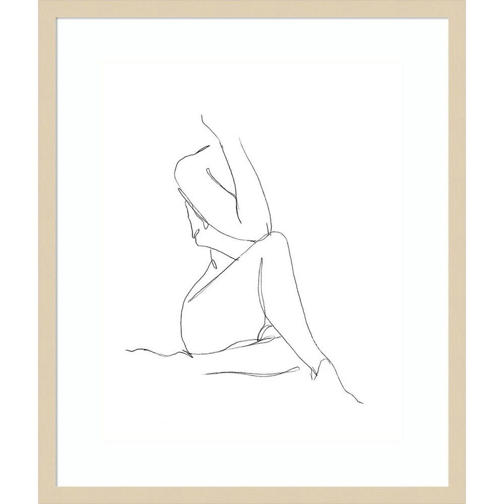 22" x 26" Nude Contour Sketch I by Ethan Harper Framed Wall Art Print - Amanti Art | Target