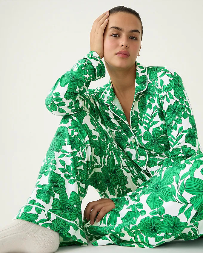 Eco dreamiest long-sleeve pajama set in greenhouse floral print | J. Crew US