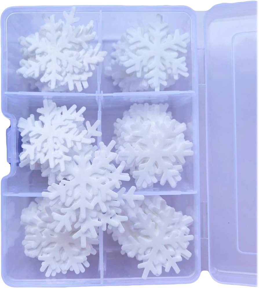 50Pcs Edible Snowflakes Cupcake &Cake Topper Christmas Anniversary Wedding Cake Decoration Made B... | Amazon (US)